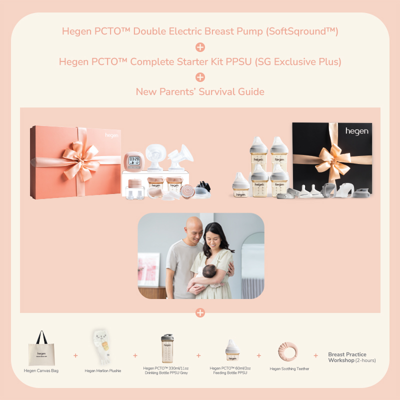 Mega Bundle - Hegen PCTO™ Double Electric Breast Pump (SoftSqround™) + Hegen PCTO™ Complete Starter Kit + New Parents' Survival Guide Workshop